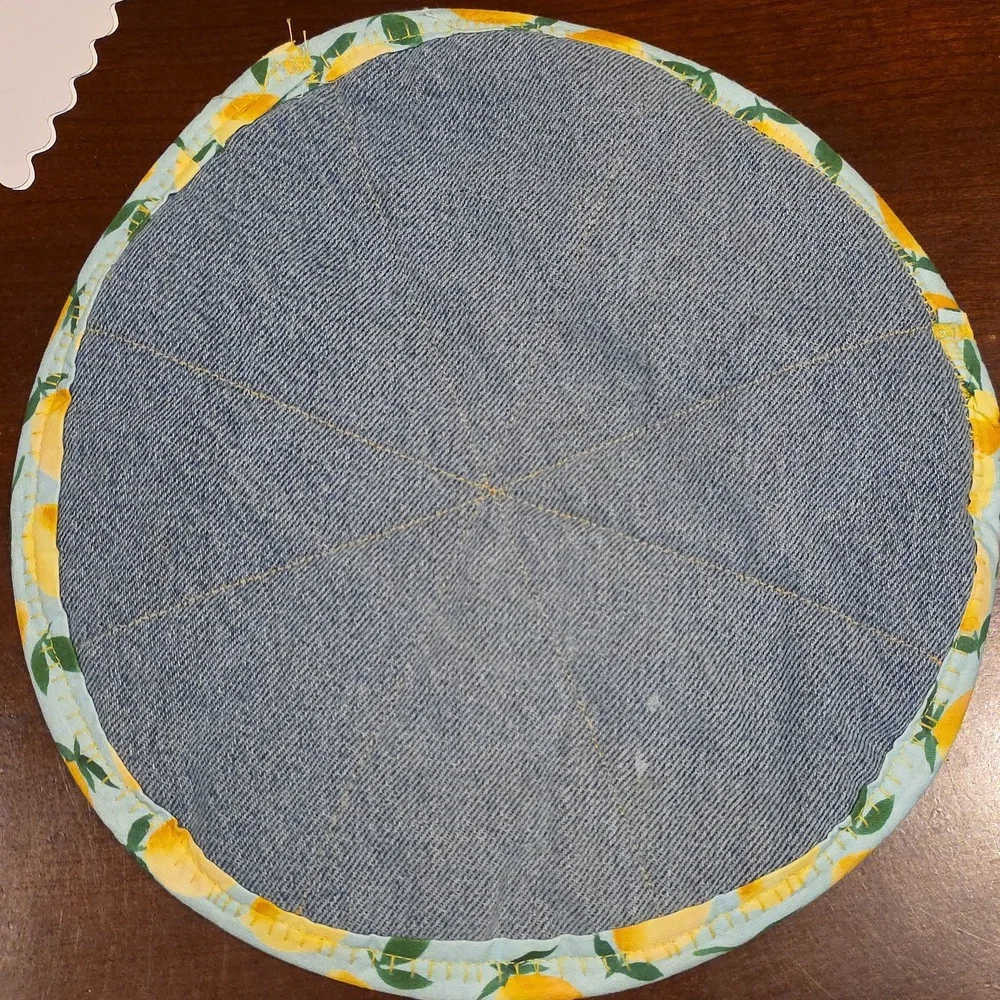 Yellow Lemon Tortilla Holder Upcycled Blue Denim Jeans Keeps Tortillas Warm